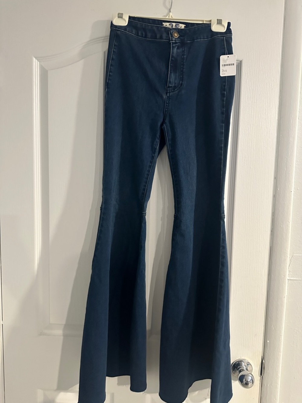 Free People High-Rise Dark Blue Flare Jeans for Women